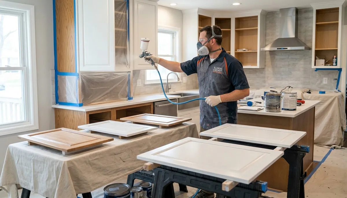 Professional kitchen cabinet refinishing by house painters in Chicago, IL for smooth, durable finishes