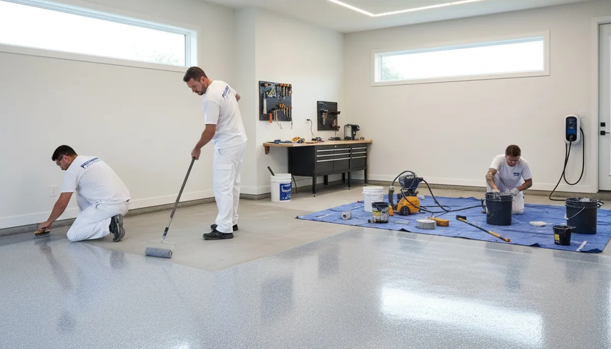Professional epoxy garage floor coating in Chicago, IL by expert house painters