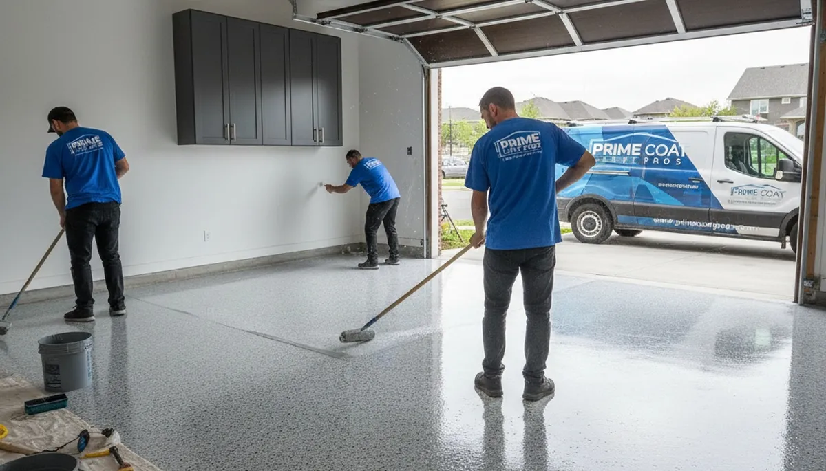 Professional epoxy garage floor coating installation in Chicago IL by expert painters