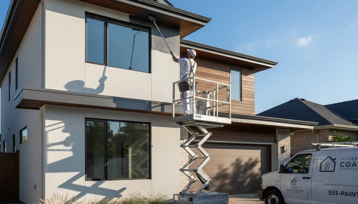 Professional trim and fascia painting on Chicago IL home exterior by expert house painters